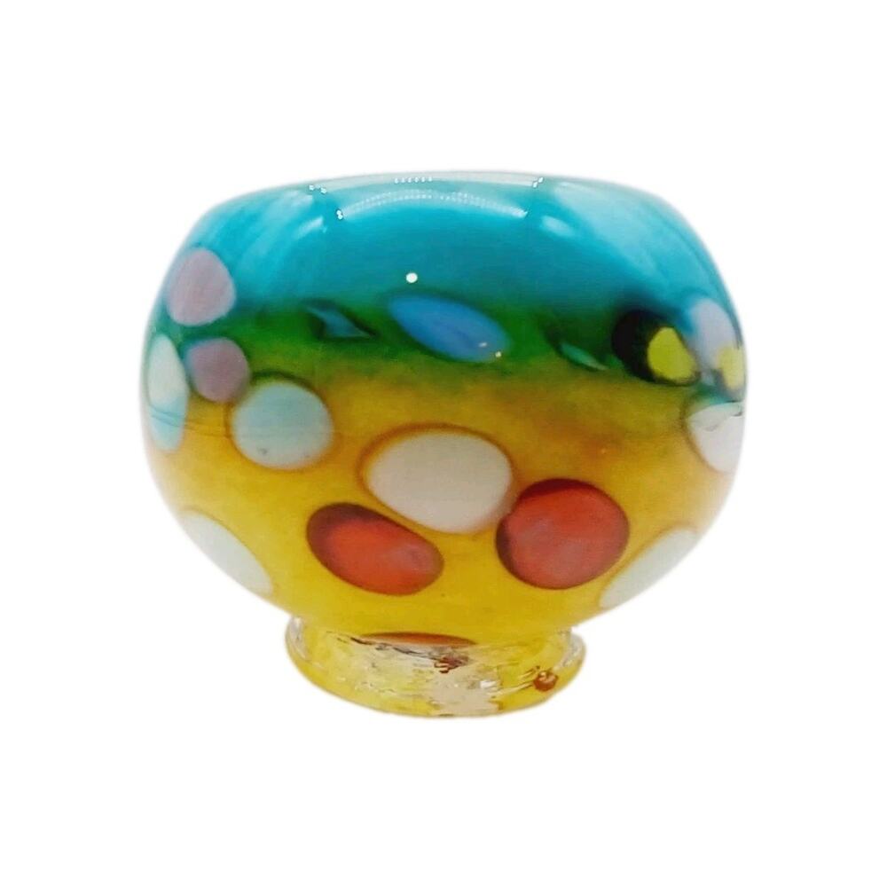 Tutti Frutti Glass Bowl Multicolor Cased Candle Holder Short Vase